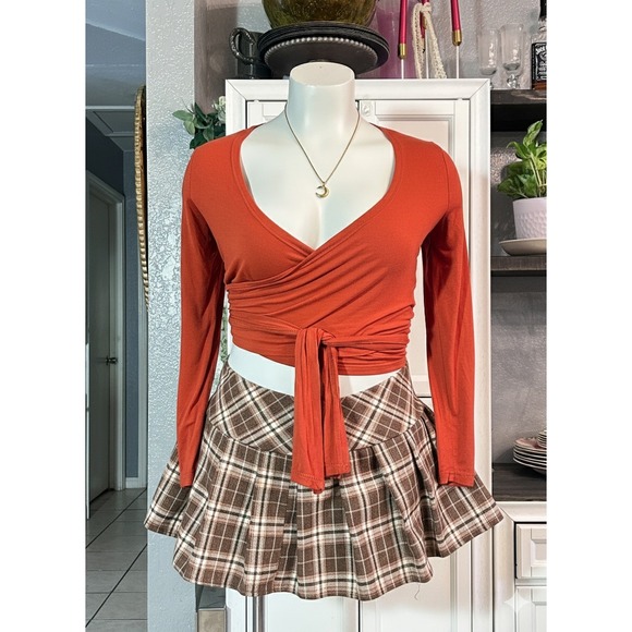 SHEIN Tops - Plus size 0XLarge Burnt Orange Wrap Blouse Long sleeve Autumn Fall